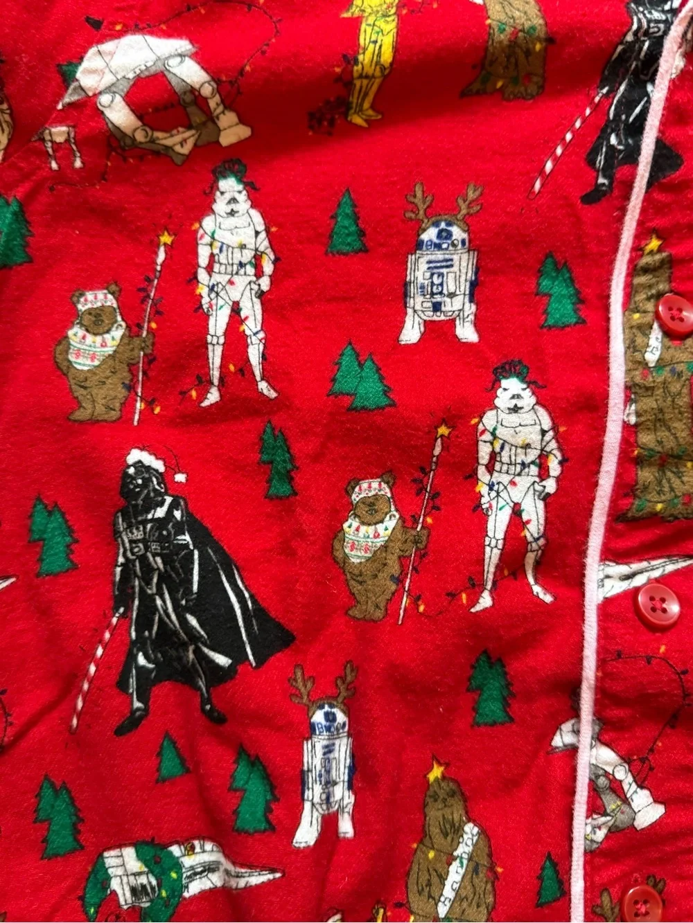 Hanna Andersson Adult Star Wars Holiday Flannel Pajama Set Red XXS Pants & Shirt